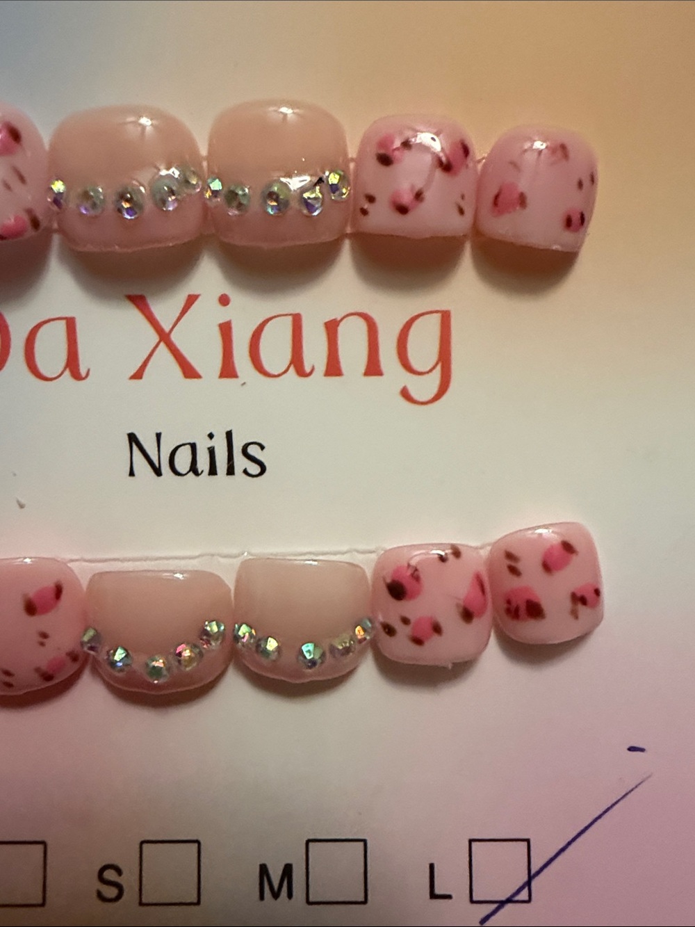 Pink Rhinestone Press-On Toenails - Picture 3 of 5